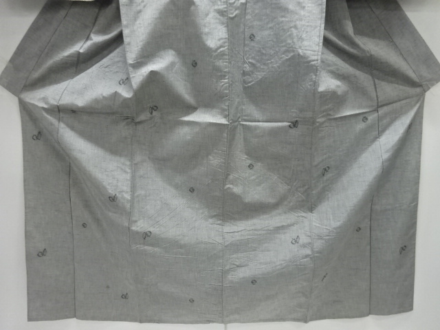  アンティーク　壷模様織り出し手織り紬単衣着物